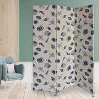 3 Panel Beige and Blue Soft Fabric Finish Room Divider