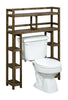 Chestnut Finish 2 Tier Solid Wood Over Toilet Organizer