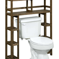 Chestnut Finish 2 Tier Solid Wood Over Toilet Organizer