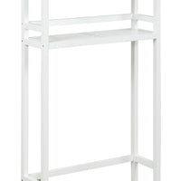 48" White Finish 2 Tier Solid Wood Over Toilet Organizer