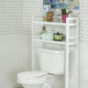 48" White Finish 2 Tier Solid Wood Over Toilet Organizer