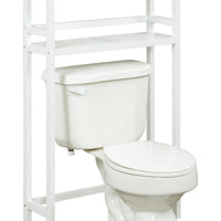 48" White Finish 2 Tier Solid Wood Over Toilet Organizer