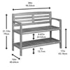 Espresso Finish Solid Wood Slat Bench with High Back and Shelf