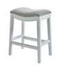 Counter Height Saddle Style Counter Stool with Grey Fabric and Nail head Trim