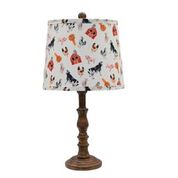 Brown Traditional Table Lamp with Farm Animal Printed Shade