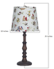 Distressed Brown Traditional Table Lamp with Birds Printed Shade