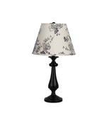 Black Table Lamp with Wild Roses Printed Shade