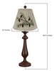 Distressed Brown Traditional Table Lamp with Pine Cone Embroidered Shade