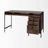 Medium Brown Wooden Writing Desk With 3 Drawers And 3 Open Shelves