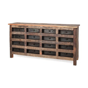 Brown Reclaimed Hardwood Sideboard With 16 Pull Out Drawers