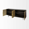 Dark Brown Mango Wood Finish Sideboard With 4 Cabinet Doors