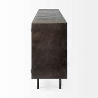 Dark Brown Mango Wood Finish Sideboard With 4 Cabinet Doors