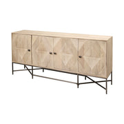 Light Brown Solid Mango Wood Sideboard With 4 Cabinet Doors