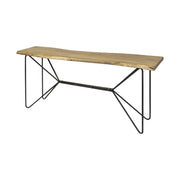 Light Brown Live Edge Solid Acacia Wood Console Table With Black Matte Iron Frame