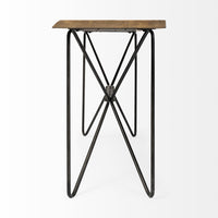 Light Brown Live Edge Solid Acacia Wood Console Table With Black Matte Iron Frame