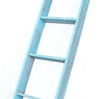 5 Step Rustic Turquoise Wood Ladder Shelf