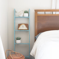 5 Step Rustic Turquoise Wood Ladder Shelf