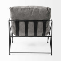 Grey Fabric Wrap Accent Chair with Black Metal Frame