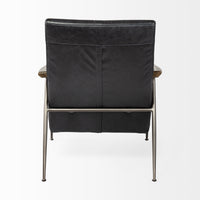 Black Leather Wrap Accent Chair with Metal Frame