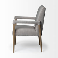 Grey Fabric Wrap with Brown Wooden Frame Dining Chair