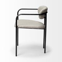 Beige Fabric Seat with Gun Metal Grey Iron Frame Dining Chair