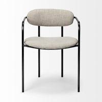 Beige Fabric Seat with Gun Metal Grey Iron Frame Dining Chair