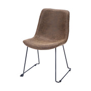 Brown Faux Leather Seat with Black Iron Frame Dining Chair