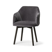 Grey Velvet Wrap with Black Wooden Base Dining Chair