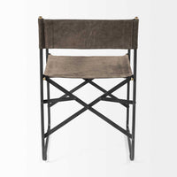 Brown Leather with Black Iron Frame Dining Chair