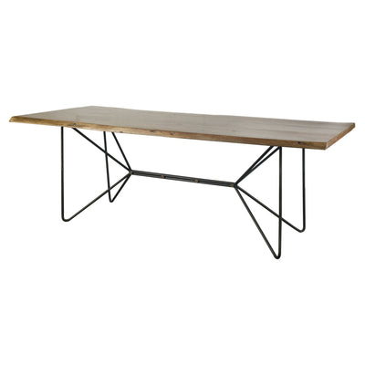 Natural Tapered Live Edge Top with Iron Base Dining Table