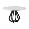 48" Round White Marble Top Black Base Dining Table