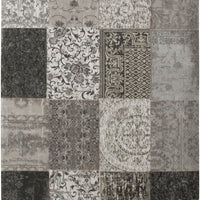 6' x 7' Black White and Grey Patchwork Design Area Rug