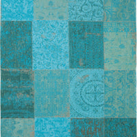 2.5' x 5' Azur Light Blue Dark Blue and Red Patchwork Design Area Rug