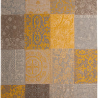 2.5' x 5' Yellow and Gray Patchwork Design Area Rug
