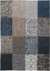 2.5' x 5' Blue Grey and Brown Patchwork Design Area Rug