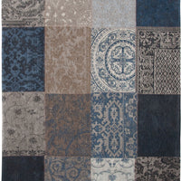 5' x 7' Blue Grey and Brown Patchwork Design Area Rug