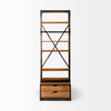Medium Brown Wood Copper Accent Shelving Unit with 4 Shelves