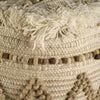 Beige and Brown Wool Square Pouf with Cotton and Felt Popcorn Stitch