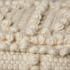 Ivory Wool Sqaure Pouf with Popcorn Detail