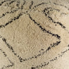 Beige Cotton Square Pouf with Argyle Pattern