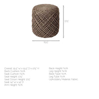 Brown Wool Cylindrical Pouf with Diamond Pattern