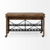 Brown Solid Wood Top Kitchen Island with Two Tier Black Metal Rolling