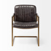 Black Leather Seat Accent Chair with Brass Frame