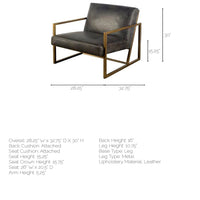 Black Leather Seat Accent Chair with Gold Metal Frame