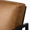 Light Brown Leather Seat Accent Chair with Grey Iron Frame