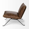 Medium Brown Leather Cushion Seat Accent Chair Solid Iron Base