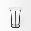 15" Round White Marble Top Accent Table with Black Metal Frame