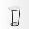15" Round White Marble Top Accent Table with Black Metal Frame