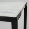 Set of 2 White Marble Square Top Accent Tables with Black Iron Frame