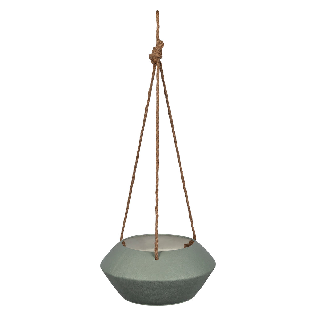 Grey Metal Hanging Rope Planter